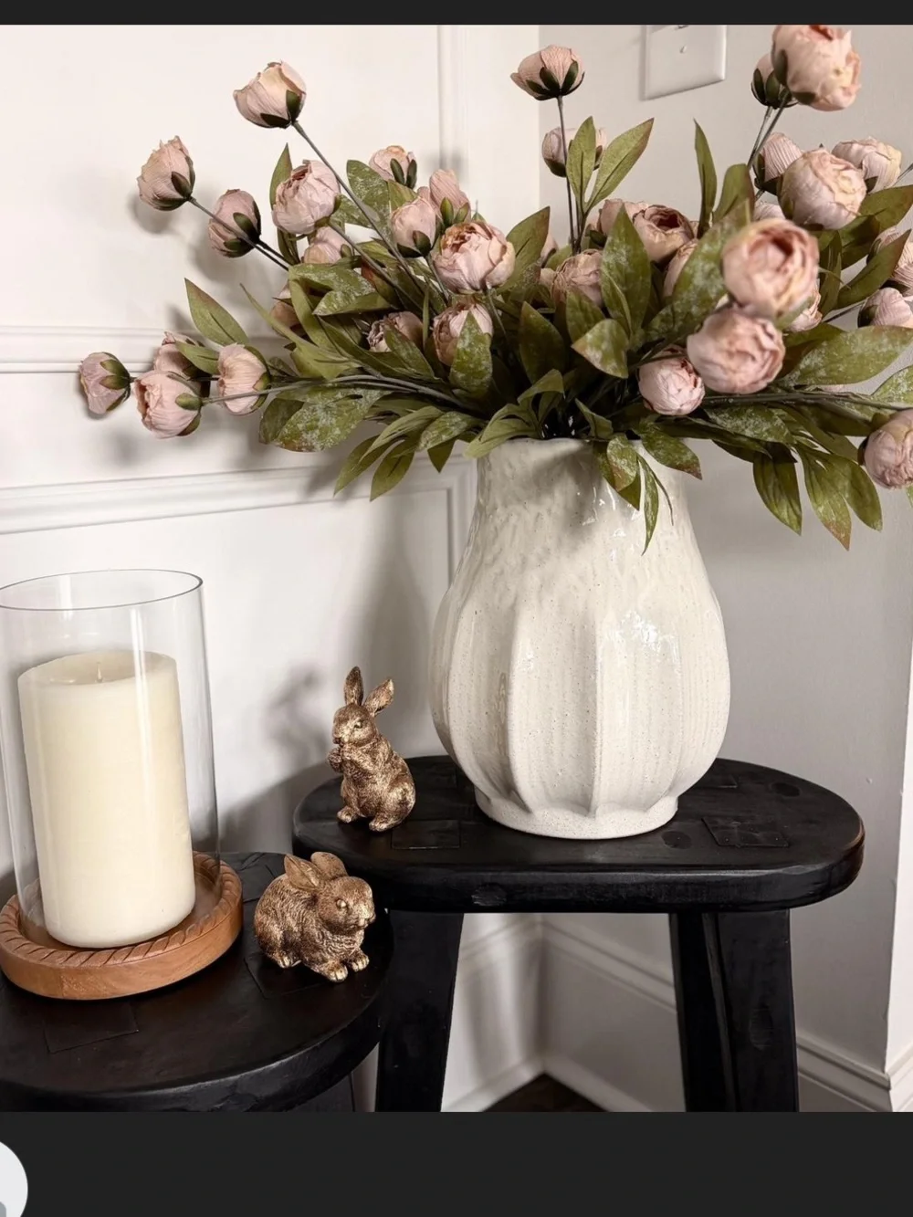 Woodland Short Carved Wood Table Black - Threshold